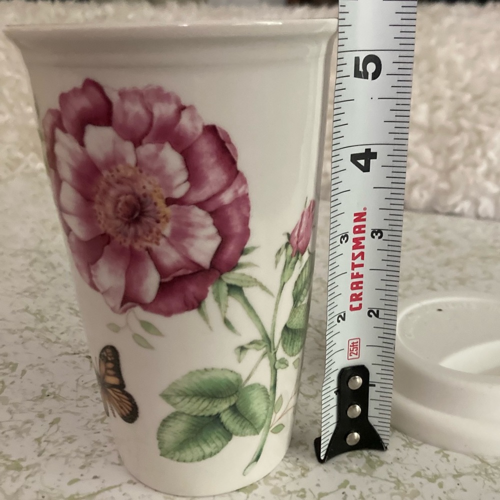 Coffee Mug LENOX Travel Mug BUTTERFLY MEADOWS Coffee Tea Cup DOUBLE WALL Mug Tea - Picture 9 of 13